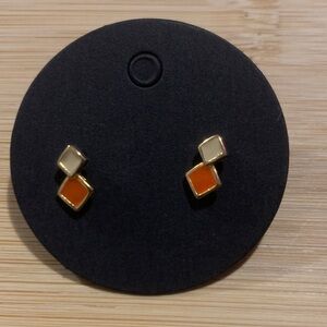 NWOT White and Orange Stud Earrings